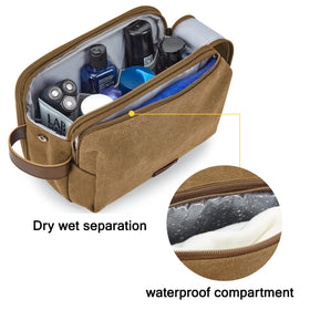 BAGSMART canvas khaki texture highlighting durable material for frequent travelers.