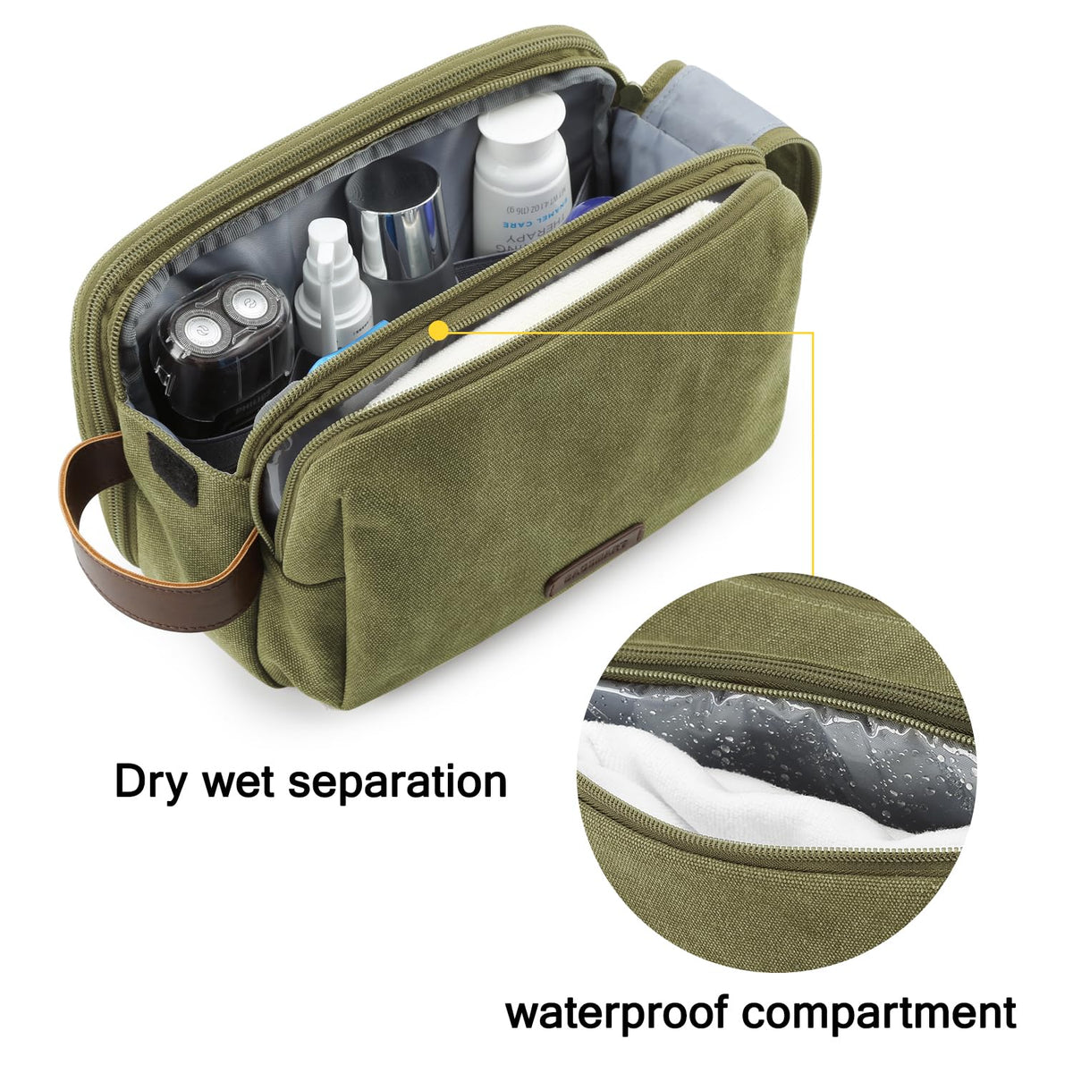 BAGSMART Toiletry Bag showing elastic band design that secures items neatly.