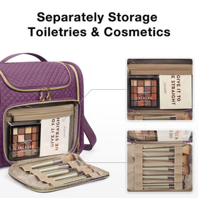 BAGSMART front PVC pocket stores cosmetics for quick access.