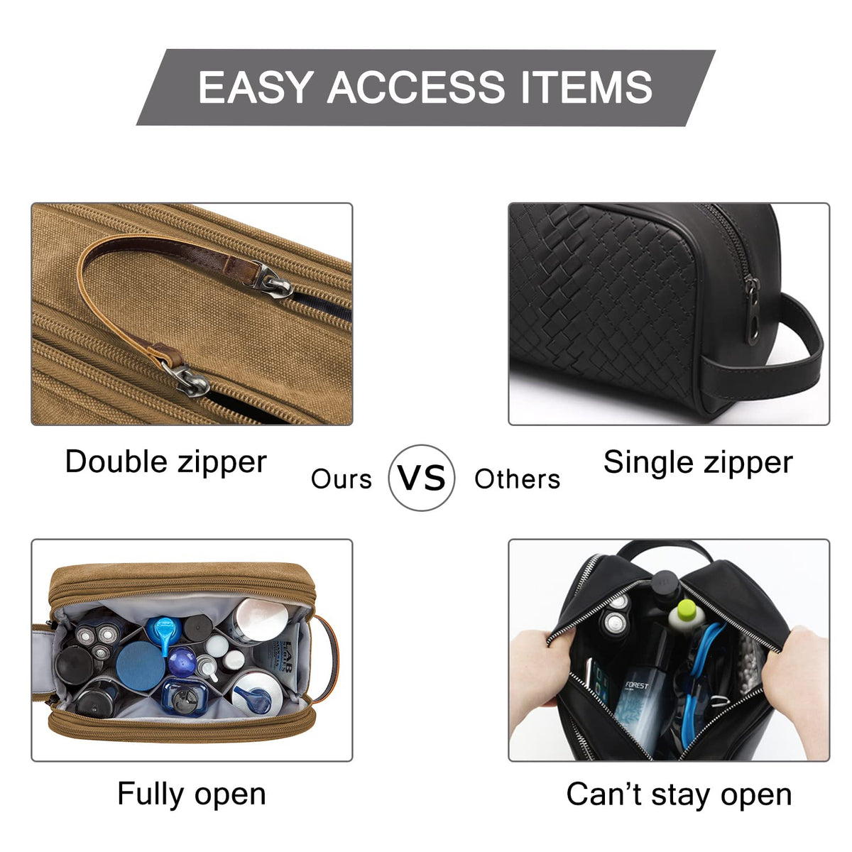 BAGSMART inner elastic-band organization keeps items secure and orderly.