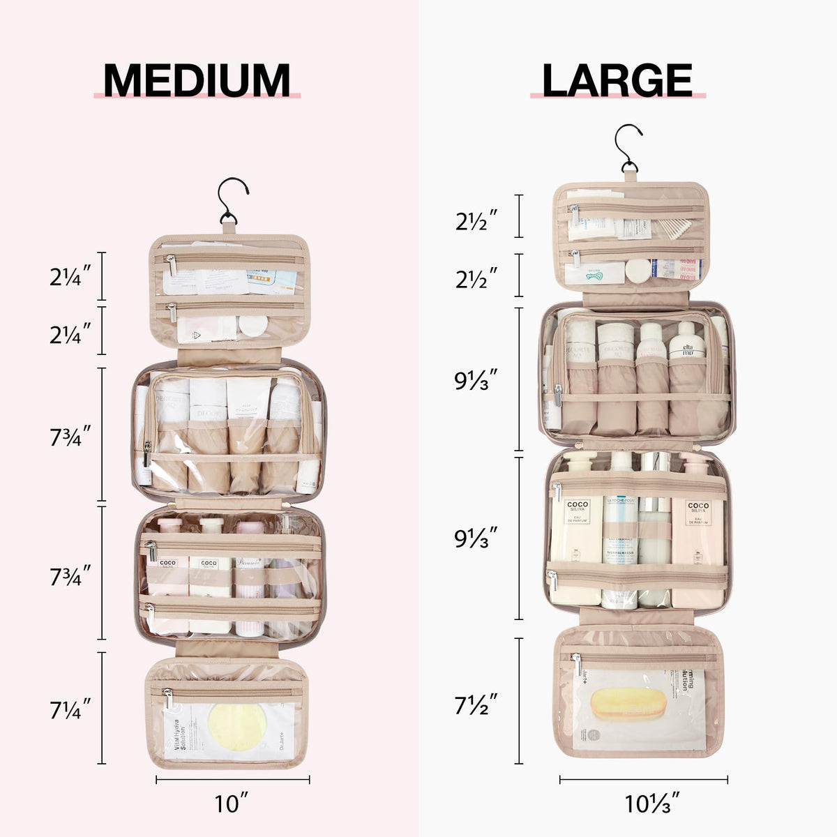 BAGSMART interior elastic pockets hold bottles upright and organized for travel.