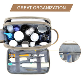 BAGSMART Toiletry Bag large capacity fits a full set of grooming products for longer trips.