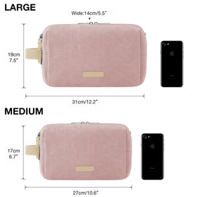 BAGSMART large pink Dopp kit includes a sturdy leather handle for easy carrying