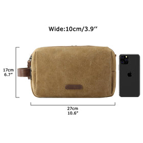 BAGSMART canvas bag with leather handle and inner elastic for flexibility.