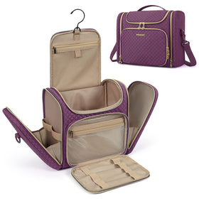 BAGSMART Toiletry Bag open with six compartments for tidy travel organization.