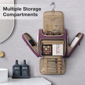 BAGSMART toiletry bag side pockets keep wet and dry items separate.