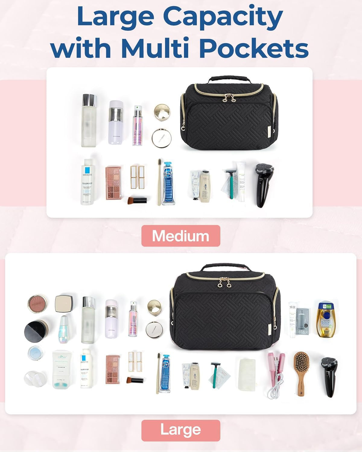 BAGSMART travel bag with handle and two-way zippers for easy portability