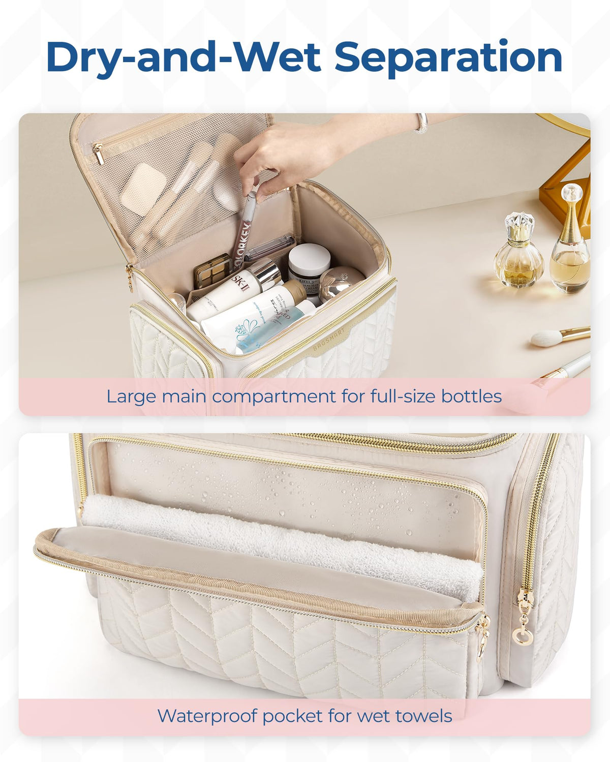 BAGSMART travel bag two way zippers for flexible access