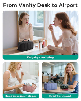 BAGSMART travel makeup bag multipurpose travel pouch for cosmetics and toiletries.