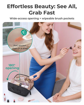 BAGSMART travel makeup bag with quilted exterior for style and durability.