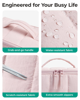 BAGSMART travel makeup bag water-resistant fabric protects contents.