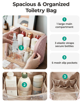 BAGSMART interior showing elastic bottle pockets for upright storage.