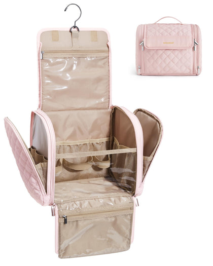 BAGSMART Travel Toiletry Bag with a large-capacity main compartment for cosmetics and toiletries.