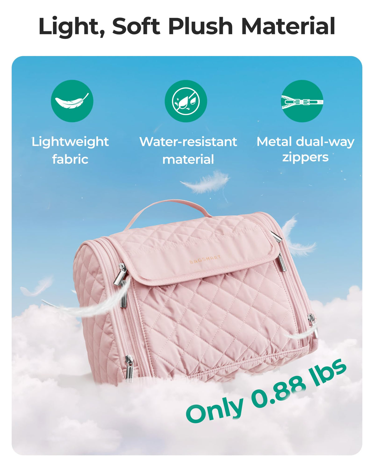 BAGSMART right-side pocket holding curling irons and combs for organized access.