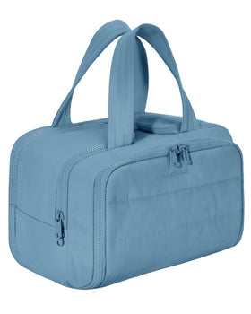 BAGSMART travel toiletry bag steel blue front view shows easy-access design