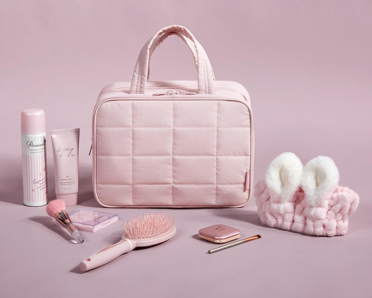 BagSmart travel toiletry bag transparent sides offer clear content visibility for quick selection