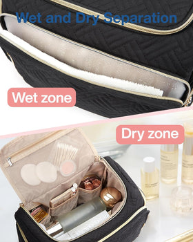 BAGSMART waterproof toiletry bag front pocket keeps wet items separate