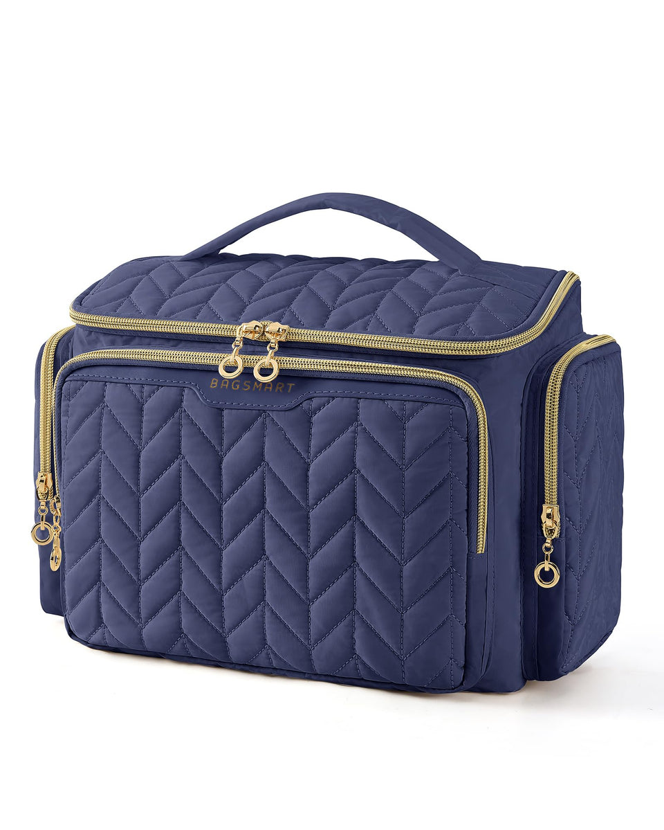 BAGSMART Travel Toiletry Bag with wide opening for quick item access during trips.