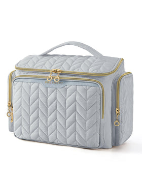 BAGSMART travel toiletry bag wide-opening for easy access to cosmetics on the go.