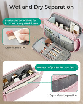 BAGSMART travel toiletry bag with multiple compartments for makeup