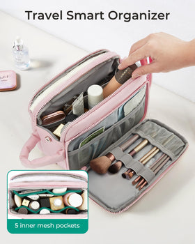 BAGSMART travel toiletry bag waterproof back compartment for damp items
