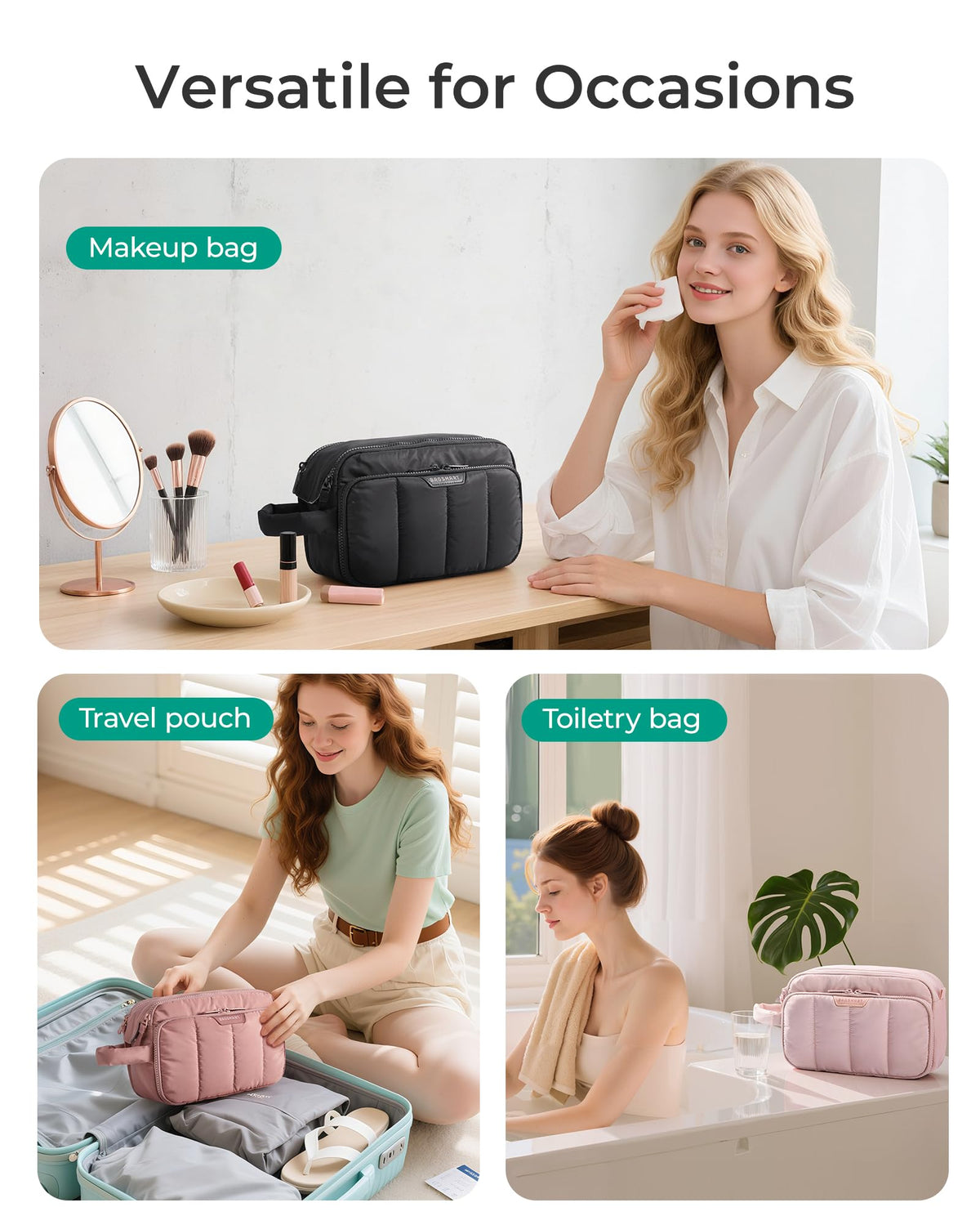 BAGSMART travel toiletry bag wide-opening design for quick access