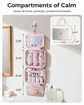 BAGSMART waterproof fabric protects cosmetics during travel.