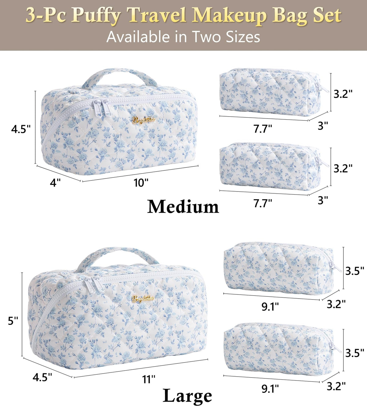 Bagstellar large-capacity makeup bag with wide opening for easy access