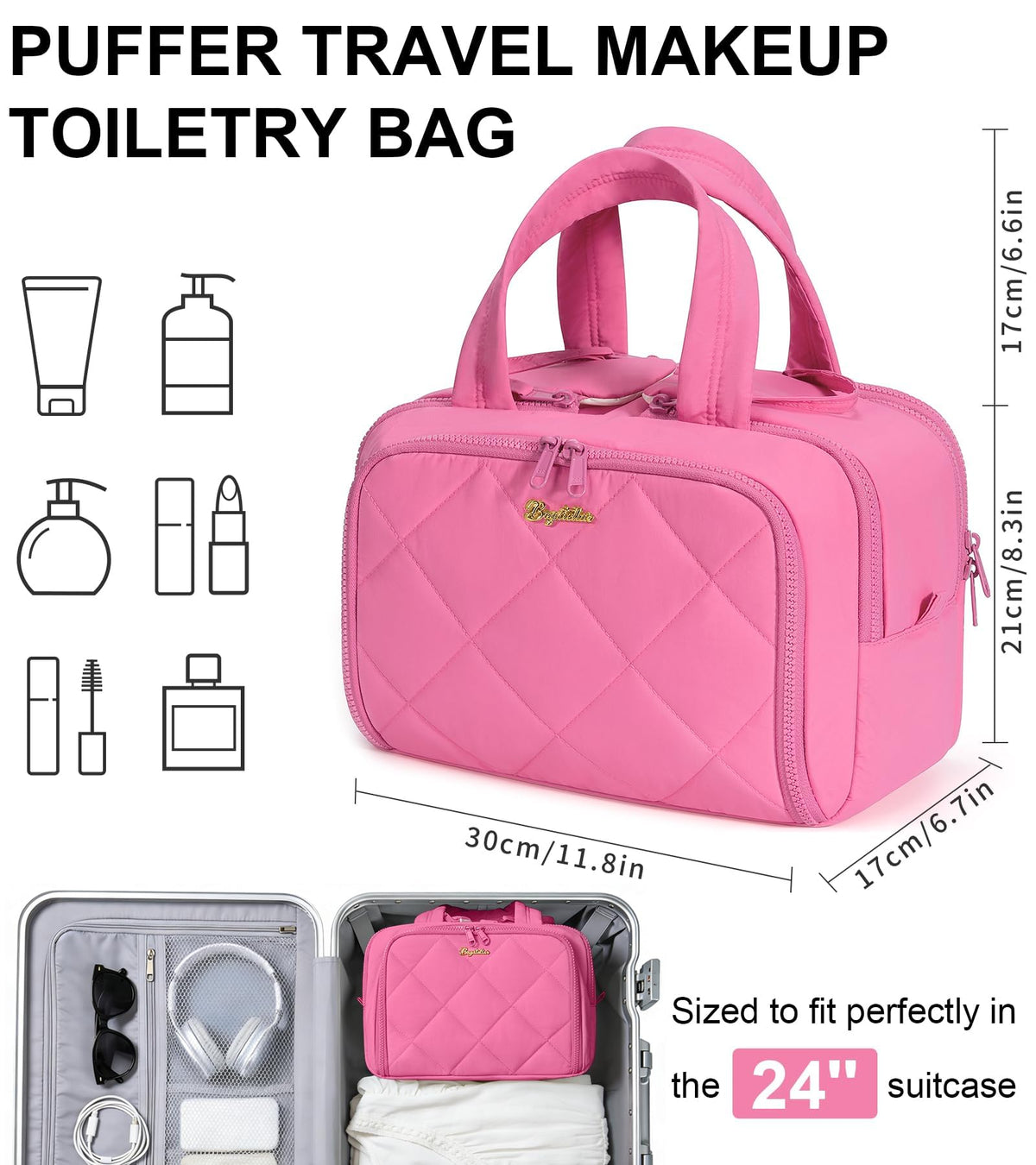 Bagstellar puffy makeup bag waterproof material protects items during travel