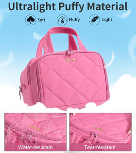 Bagstellar quilted makeup bag wide-open design offers easy access