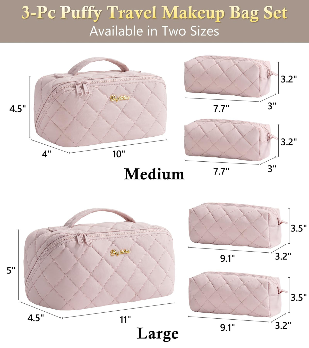 Bagstellar travel makeup bag diamond stitch close-up highlights stylish durability