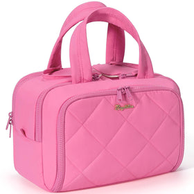 Bagstellar travel toiletry bag, rose pink front view for organized cosmetics