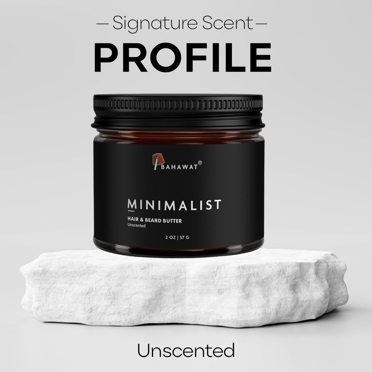 Close-up of BAHAWAT unscented beard butter jar for easy application