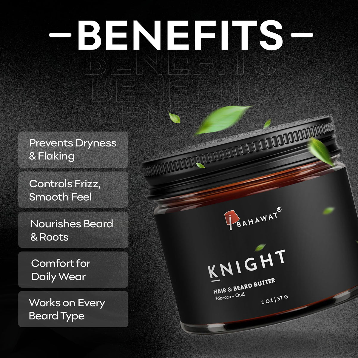 BAHAWAT natural oils and butters emphasize rich hydration for beard and hair.