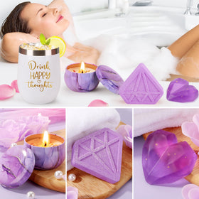 Baicai rose-scented candle and handmade soap for a spa-at-home experience.