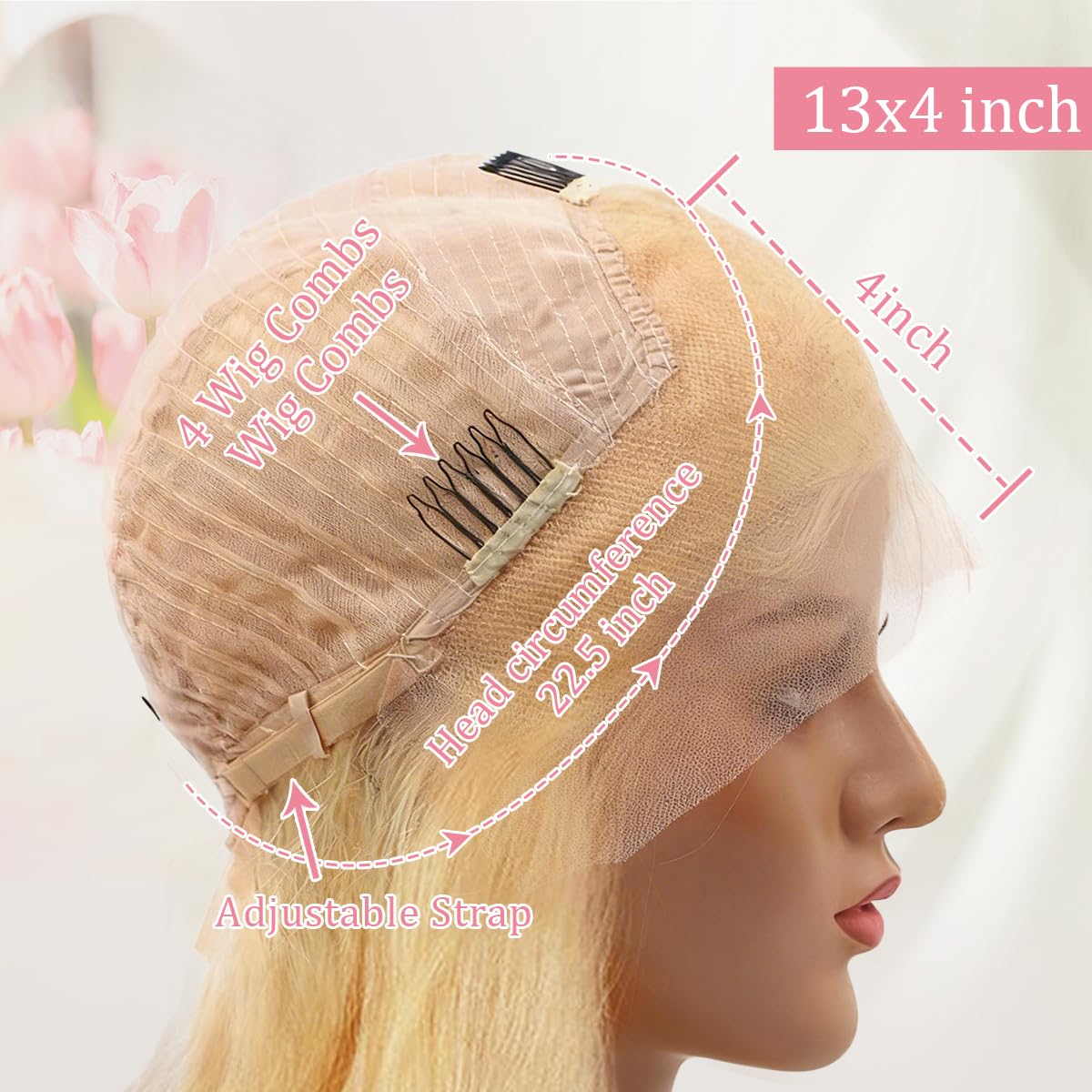 Baierte body wave texture adds movement and volume to the blonde wig.