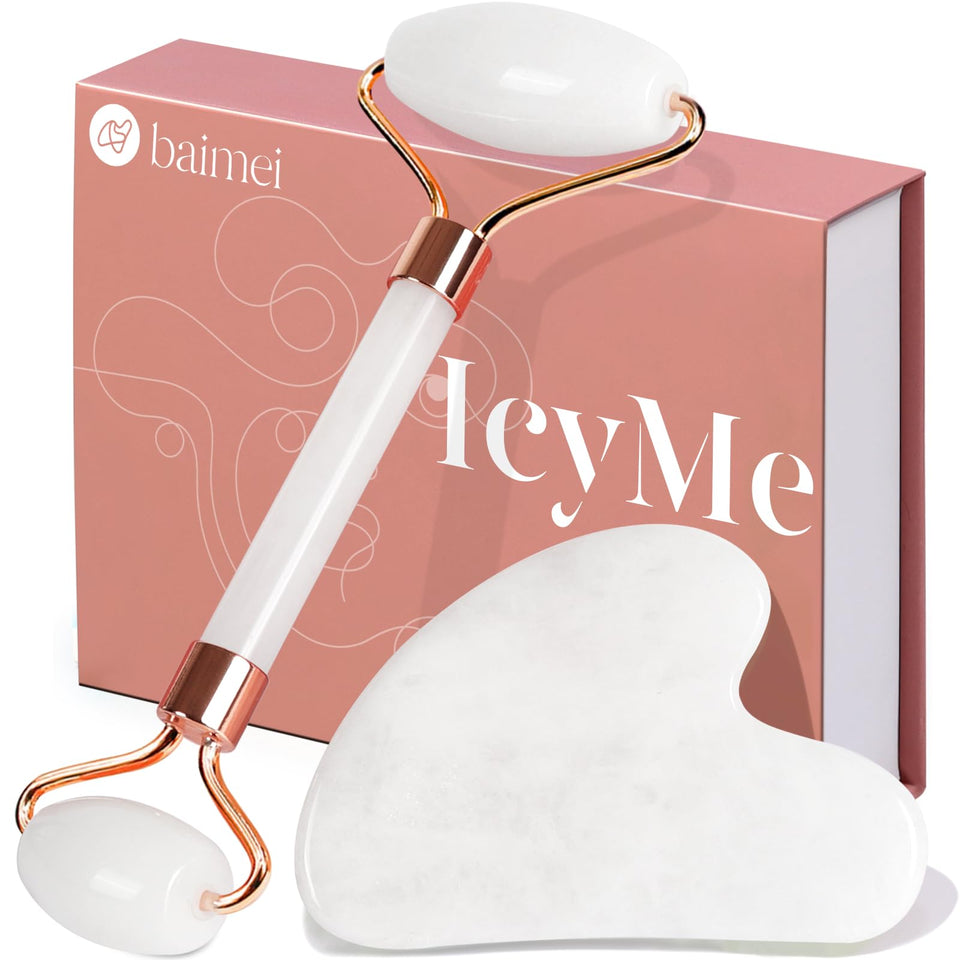 BAIMEI IcyMe Jade Roller close-up for cooling facial massage and refreshed skin.