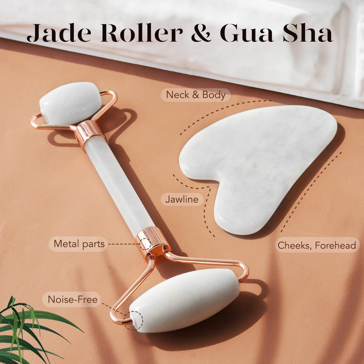 BAIMEI IcyMe Jade Roller and Gua Sha set ready for a complete facial routine.