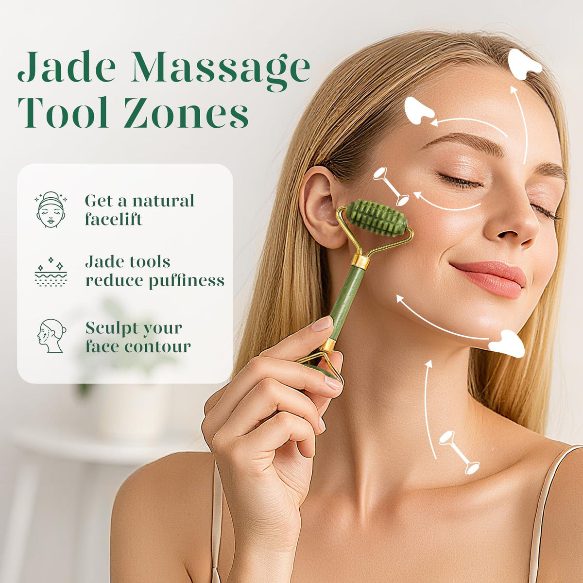 BAIMEI IcyMe jade roller for cooling relief and smooth makeup application.
