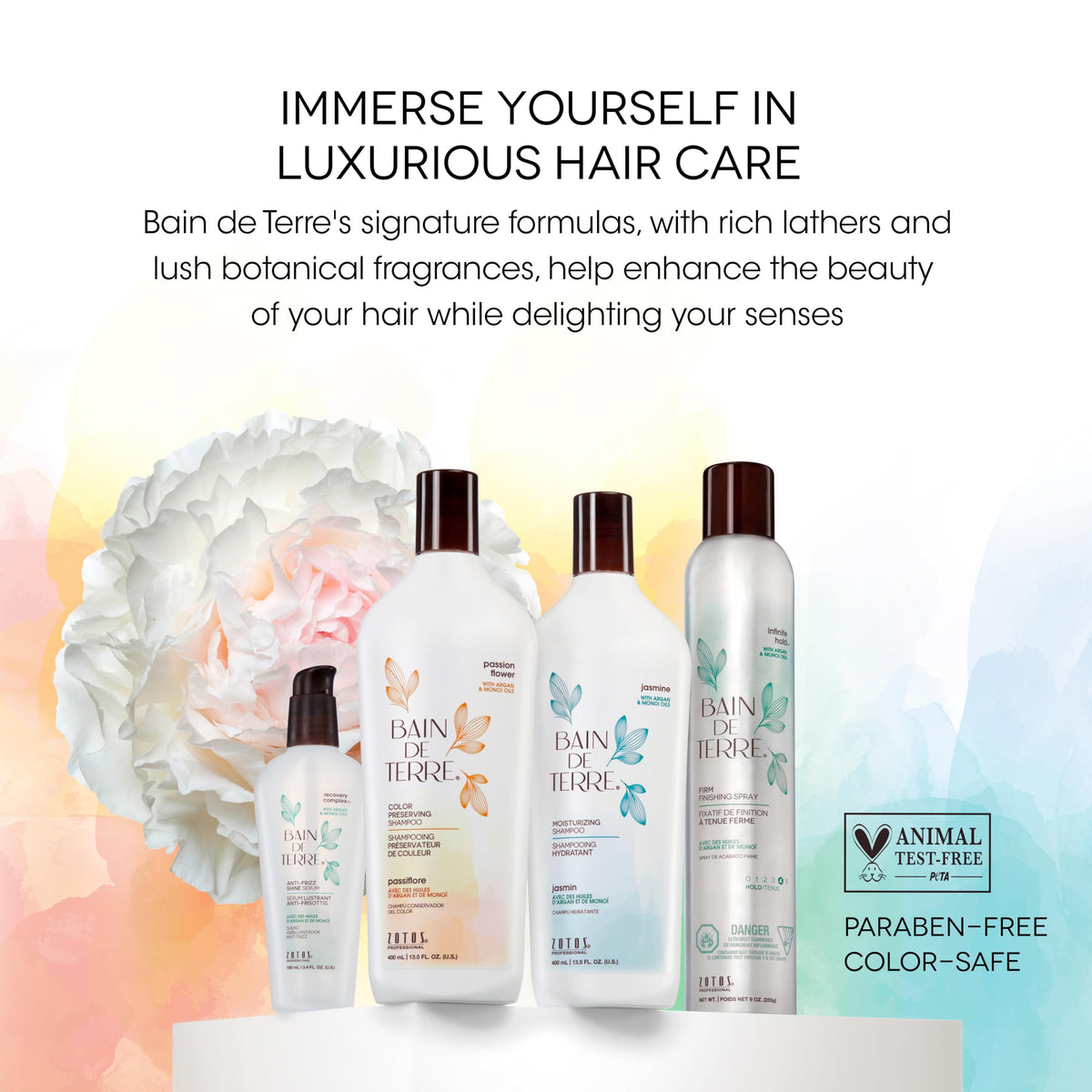 Bain de Terre Argan-Monoi Nourishment image conveys deep hydration for damaged hair.