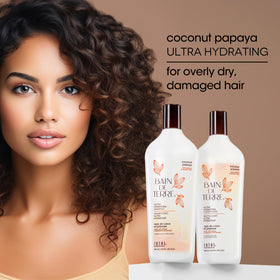 Bain de Terre Coconut Papaya oil blend close-up showcases argan and monoi nourishing duo