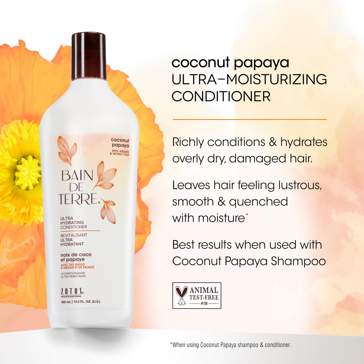 Bain de Terre Coconut Papaya ingredients close-up highlights coconut and papaya oils