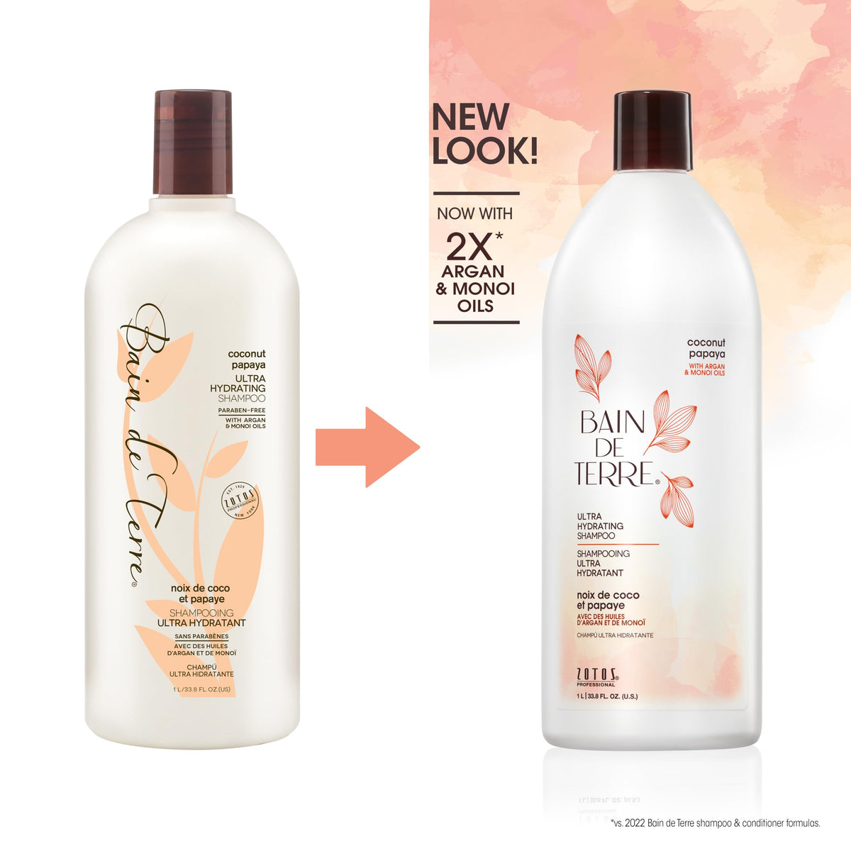 Bain de Terre Coconut Papaya Shampoo ingredients panel highlighting coconut and papaya oils.