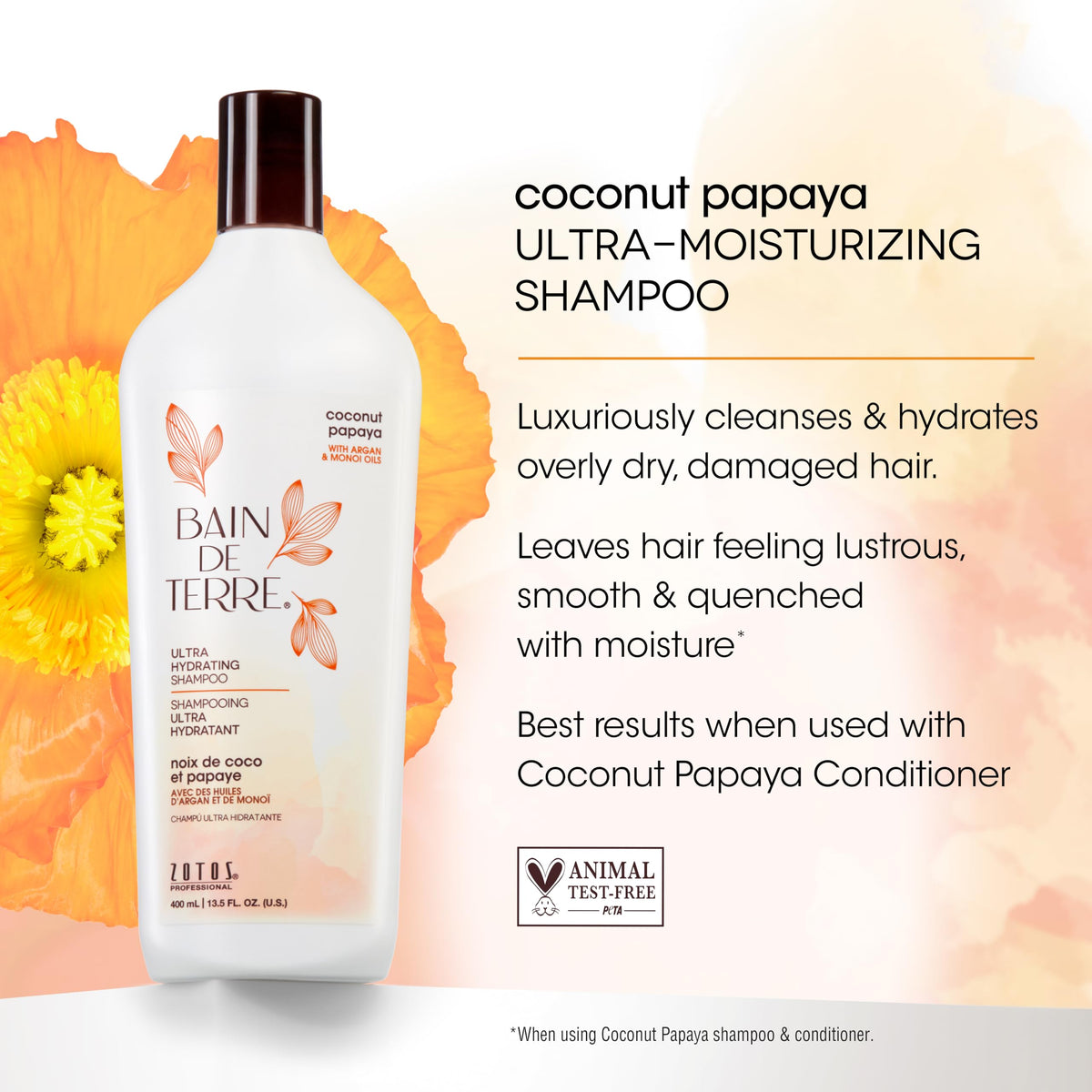Bain de Terre Coconut Papaya Shampoo lather close-up showing detangling potential.