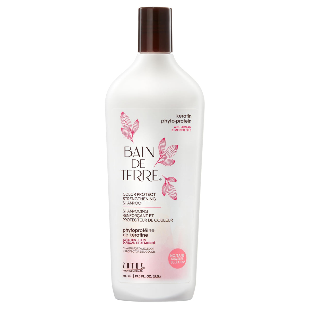 Bain de Terre Keratin Phyto-Protein Shampoo bottle highlights color-safe strengthening