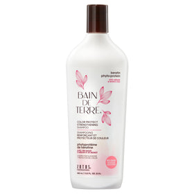 Bain de Terre Keratin Phyto-Protein Shampoo bottle highlights color-safe strengthening