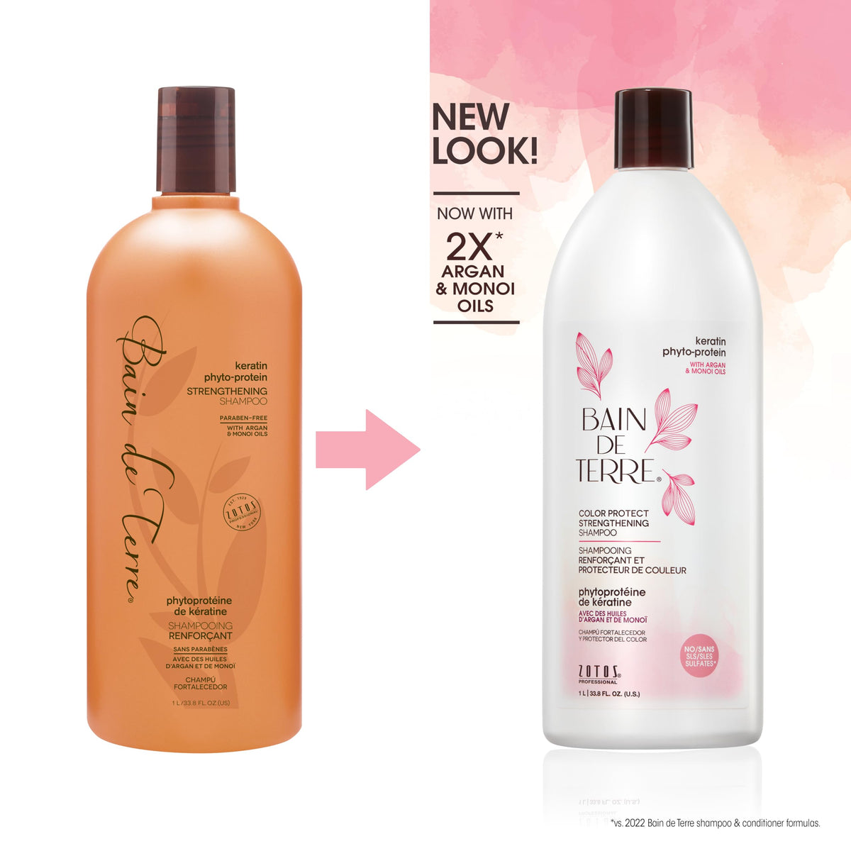Bain de Terre Keratin Phyto-Protein Shampoo label highlights color-safe, sulfate-free care.