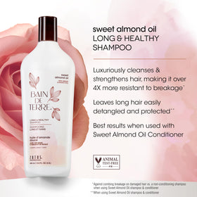 Bain de Terre Sweet Almond Oil blend with argan and monoi oils visible for deep moisturization
