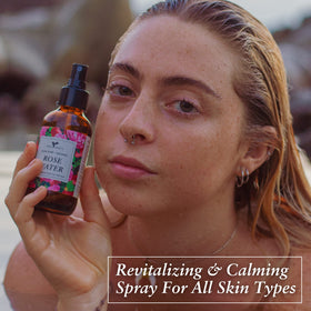 Baja Basics Rose Water Spray after shower refreshes skin and hair.