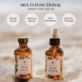 Baja Basics Rose Water Spray aids hair care and scalp refresh.